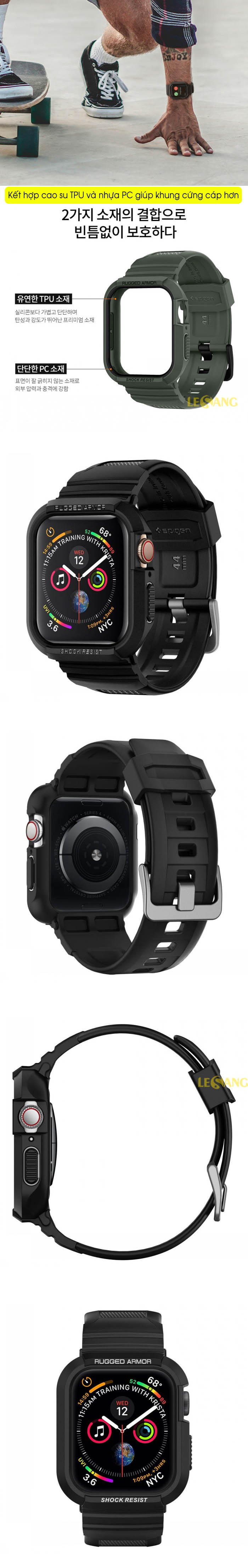 Ốp Apple Watch Series 4 / 5 (44mm) Spigen Rugged Armor Pro 7