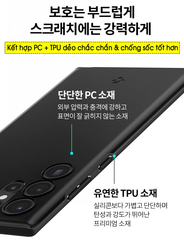 Ốp lưng Samsung Galaxy S22 Ultra Spigen Thin Fit 45