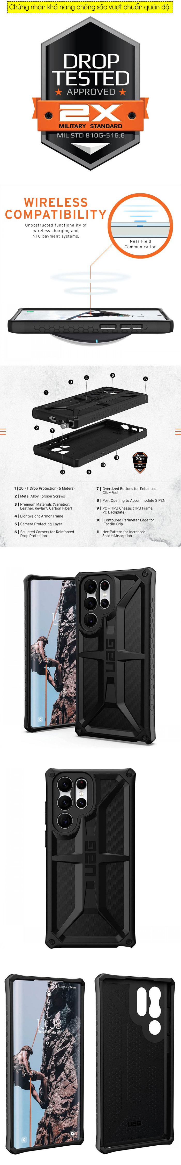 Ốp lưng Samsung Galaxy S22 Ultra UAG Monarch 5 lớp chống sốc 1