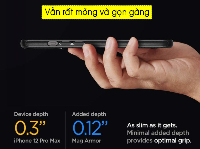 Ốp lưng iPhone 12 Pro Max Spigen Mag Armor hỗ trợ sạc MagSafe 4