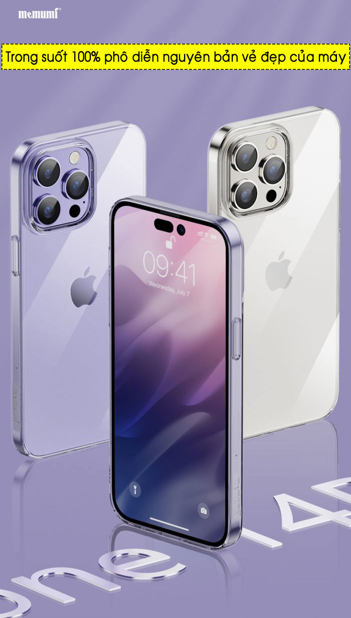 Ốp lưng iPhone 14 Pro Max Memumi Ultra Clear siêu mỏng, không ố vàng 2
