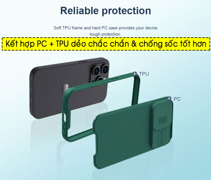 Ốp lưng iPhone 14 Pro Max Nillkin Camshield bảo vệ Camera 5