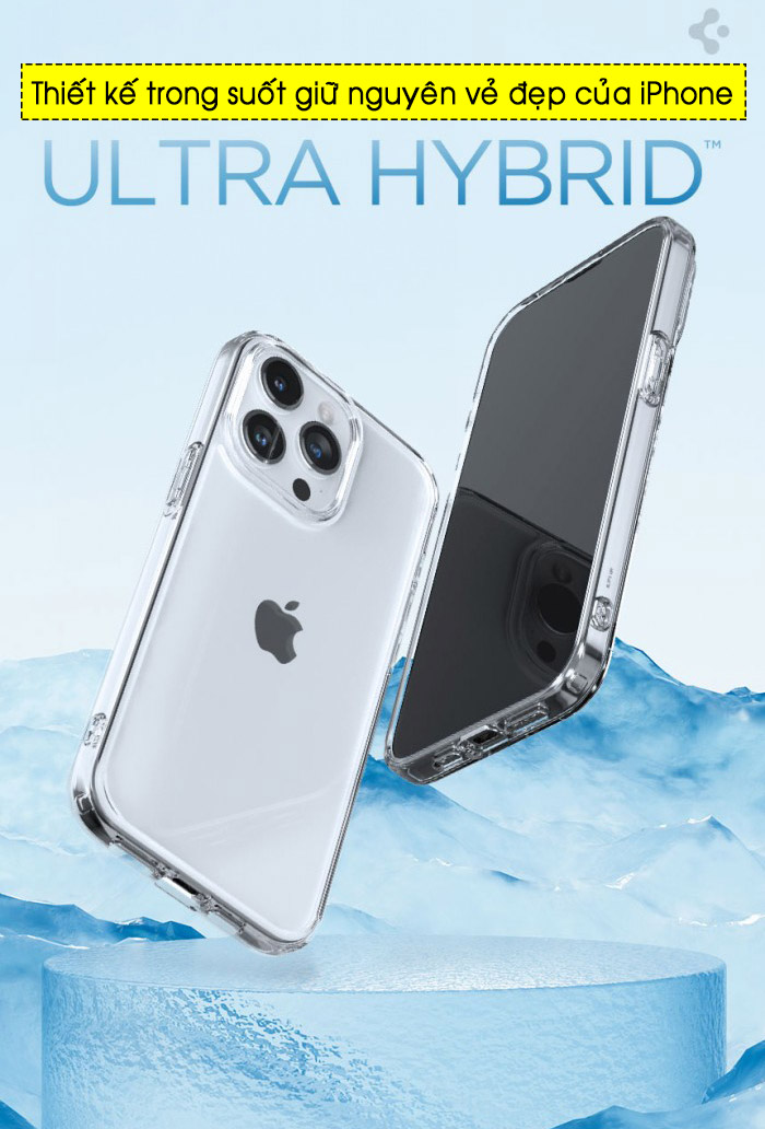Ốp lưng iPhone 15 Pro Max Spigen Ultra Hybrid trong suốt 3