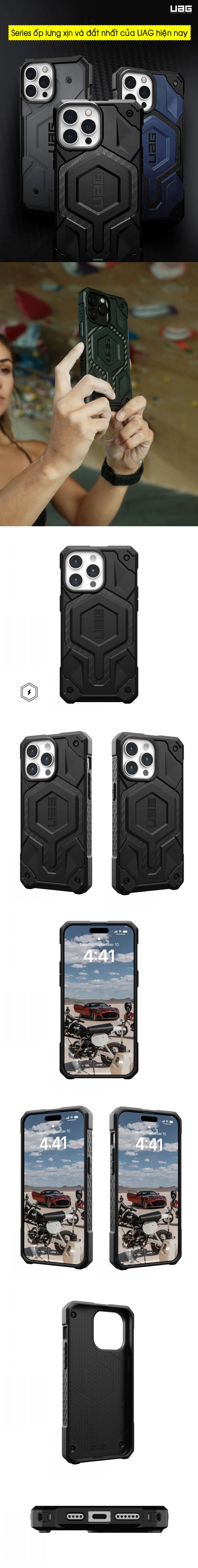 Ốp lưng iPhone 15 Pro Max UAG Monarch Pro Magsafe Carbon 2