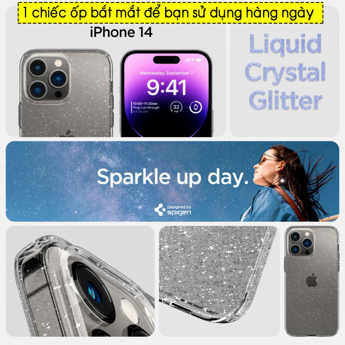 Ốp lưng iPhone 14 Pro Spigen Liquid Crystal Glitter 1