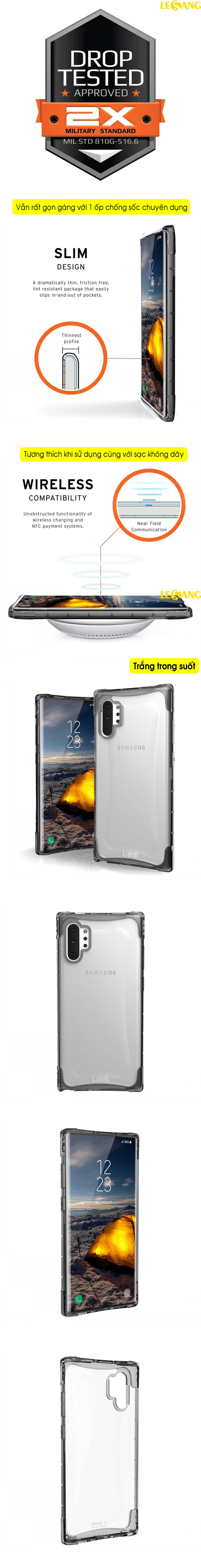 Ốp lưng Samsung Note 10 plus UAG Plyo trong suốt 4