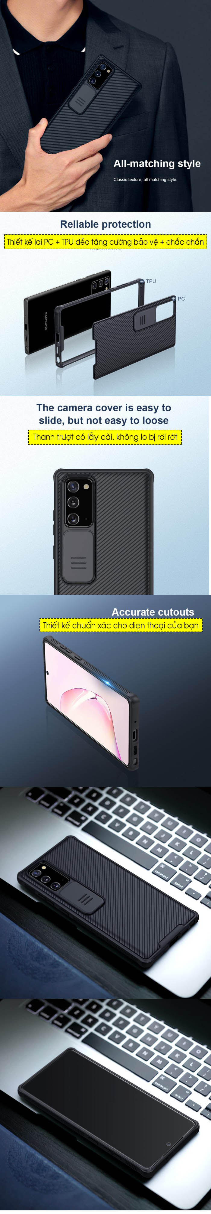 Ốp lưng Samsung Note 20 Nillkin Camshield bảo vệ Camera 5