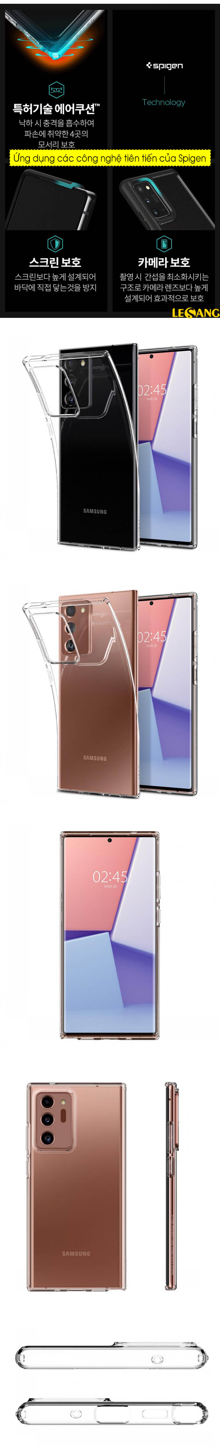 Ốp lưng Samsung Note 20 Ultra Spigen Liquid Crytal trong suốt 57