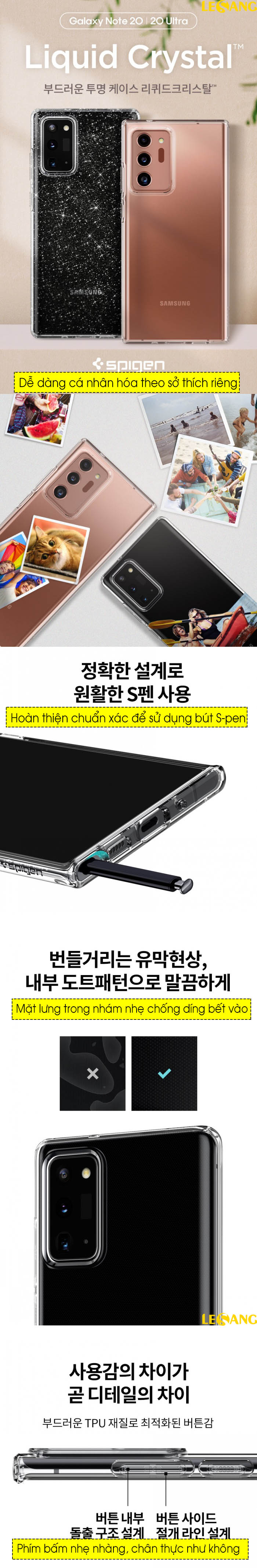Ốp lưng Samsung Note 20 Spigen Liquid Crytal trong suốt 58