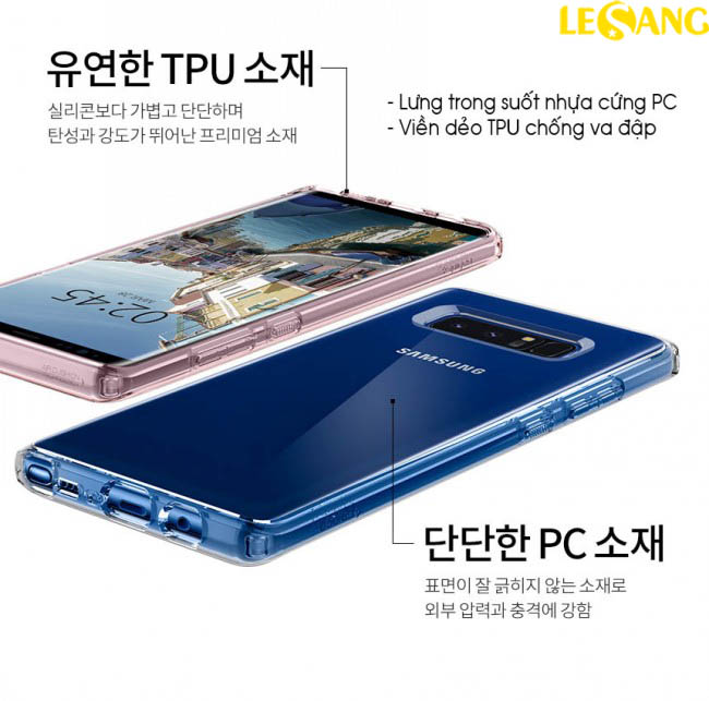 Ốp lưng Samsung Note 8 Ultra Hybrid trong suốt 4