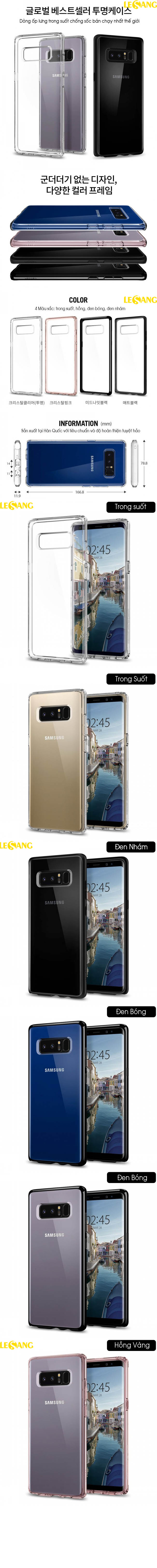 Ốp lưng Samsung Note 8 Ultra Hybrid trong suốt 55
