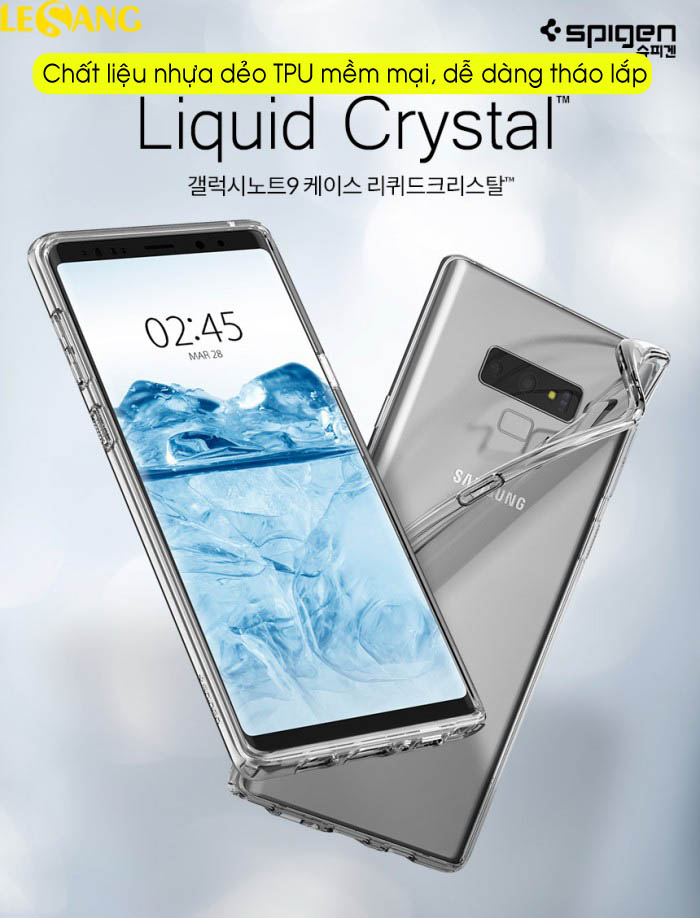 Ốp lưng Note 9 Spigen Liquid Crytal nhựa dẻo trong suốt mỏng 1