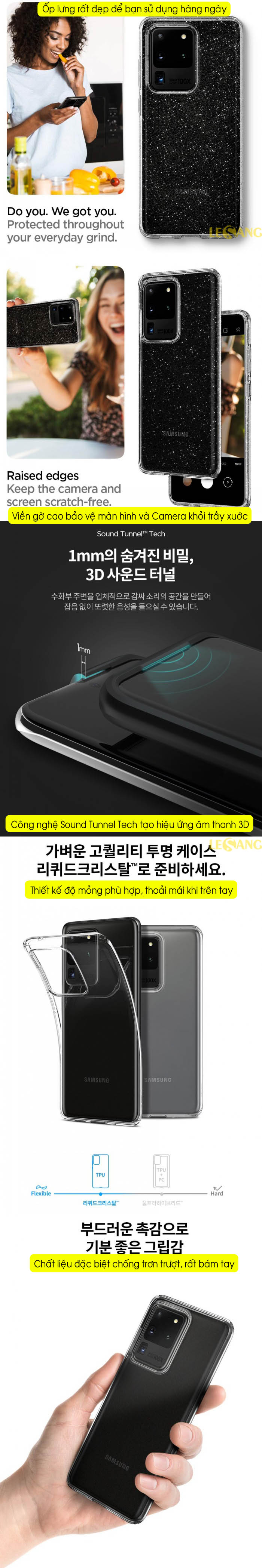 Ốp lưng Samsung S20 Ultra Spigen Liquid Crystal Glitter 6
