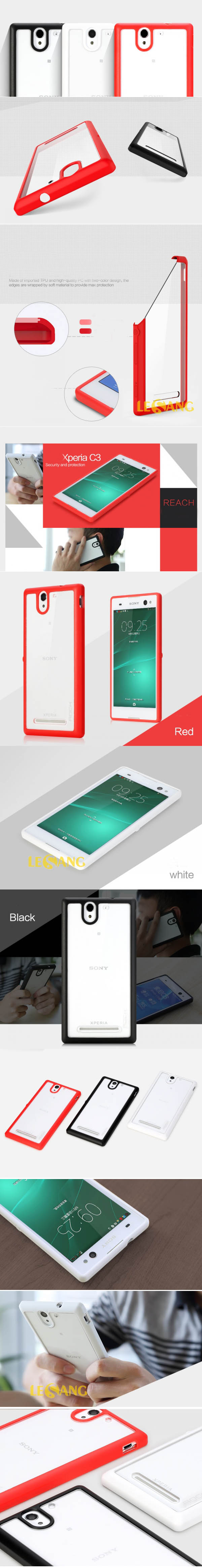 ốp lưng Sony C3 Rock Ultra Hybrid lưng trong suốt 32
