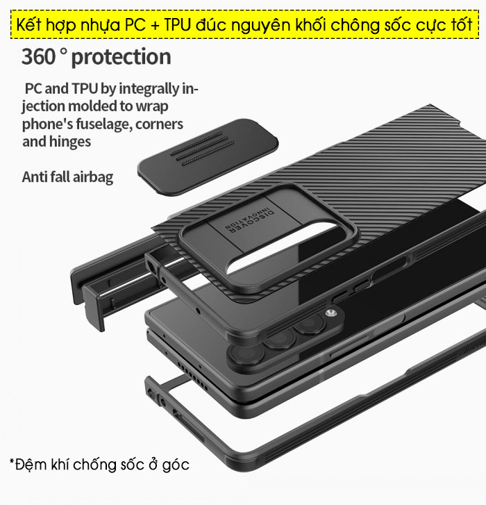Ốp lưng Z Fold 4 Nillkin Camshield Fold - Bảo vệ Camera + Khay cắm bút 5