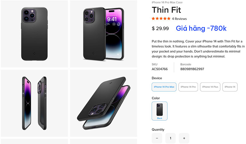 Ốp lưng iPhone 14 Pro Max Spigen Thin Fit 215