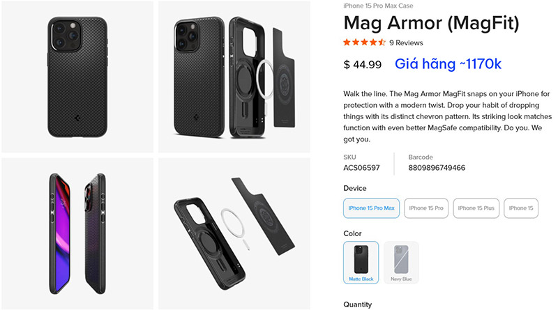 Ốp lưng iPhone 15 Pro Max Spigen Mag Armor Magfit 154