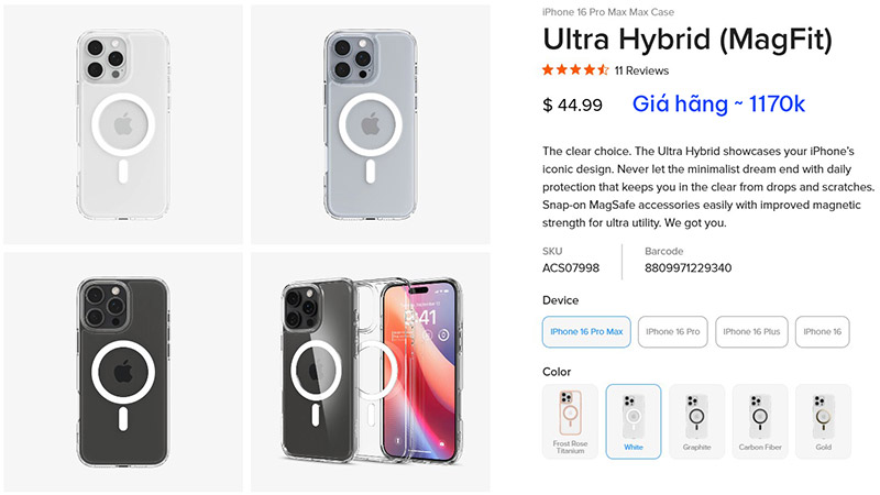 Ốp lưng iPhone 16 Pro Max Spigen Ultra Hybrid Magfit 2513