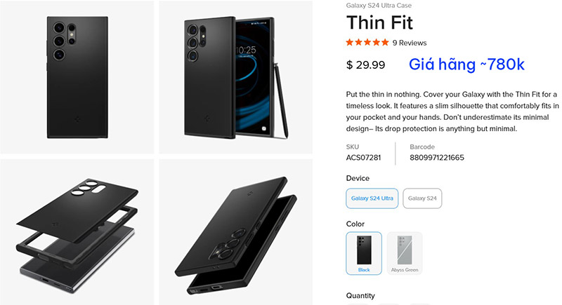 Ốp lưng Samsung Galaxy S24 Ultra Spigen Tough Armor 3 lớp 5145